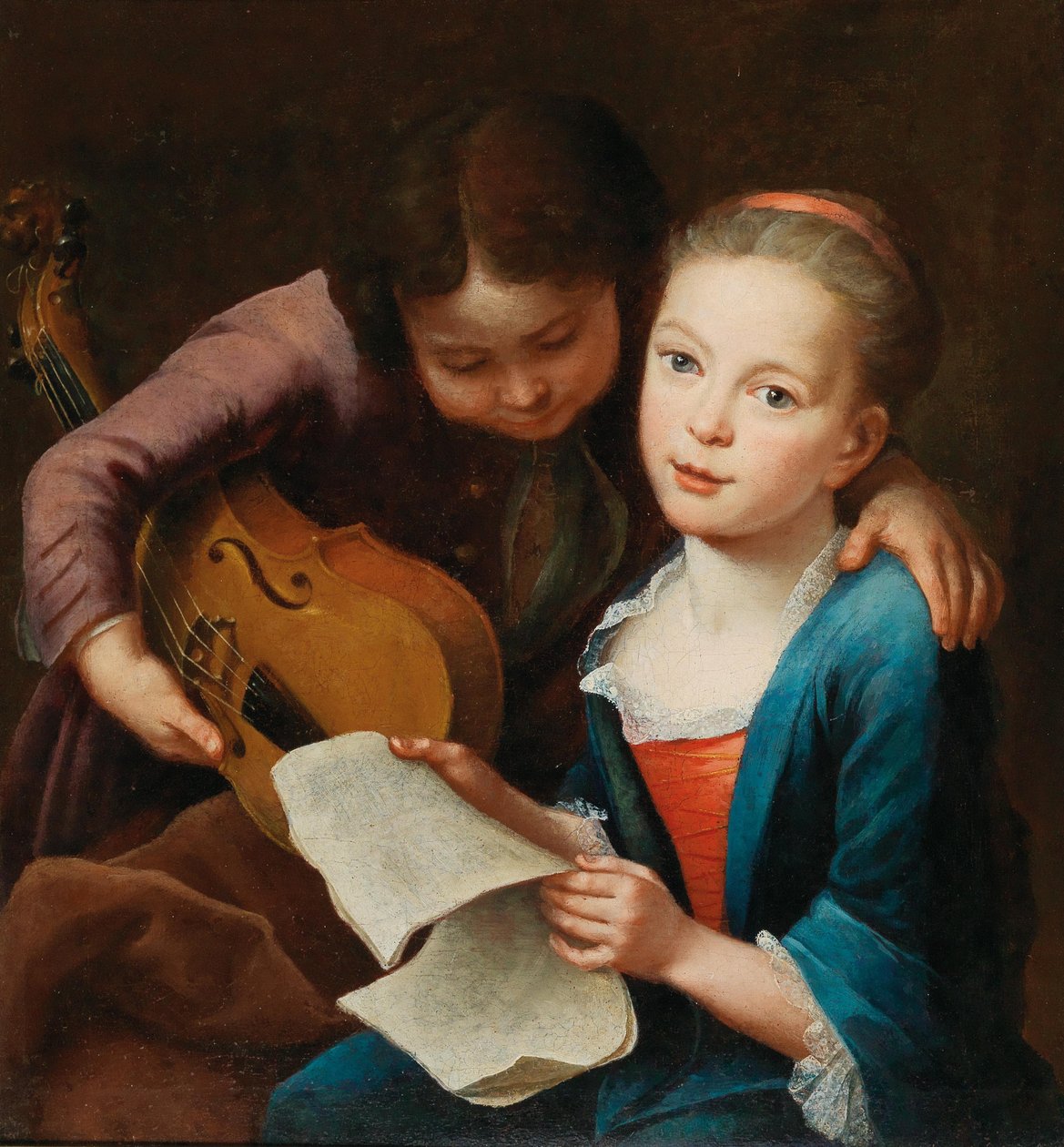 Couple of Children Playing Music, 1746 by Gottfried Eichler the Elder
