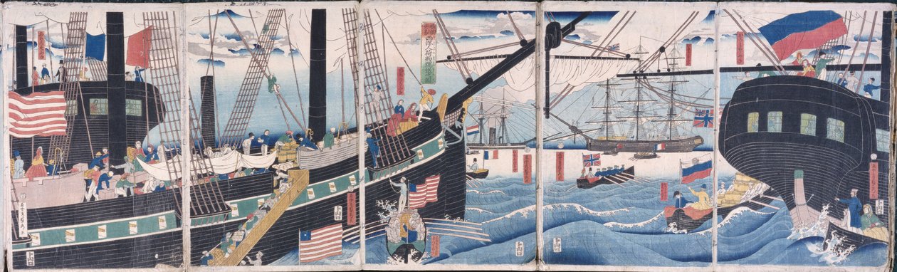 Foreign Ships at Yokohama by Gountei Sadahide