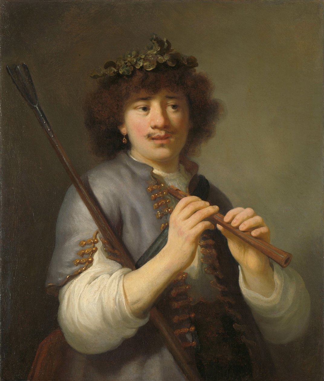 Rembrandt as Shepherd with Staff and Flute by Govaert Flinck