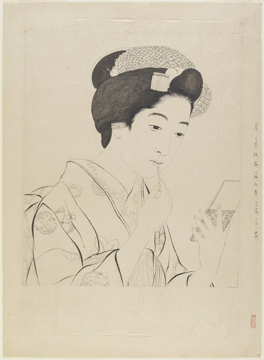 Ink Drawing for Woman Holding Lip Brush, 1919 by Goyo Hashiguchi