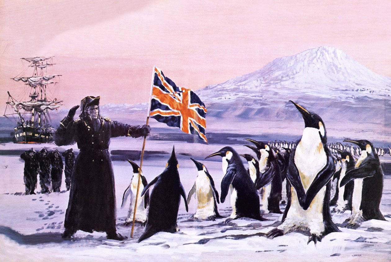 James Clark Ross planting the Union Jack into the Antarctic ice in 1840 by Graham Coton