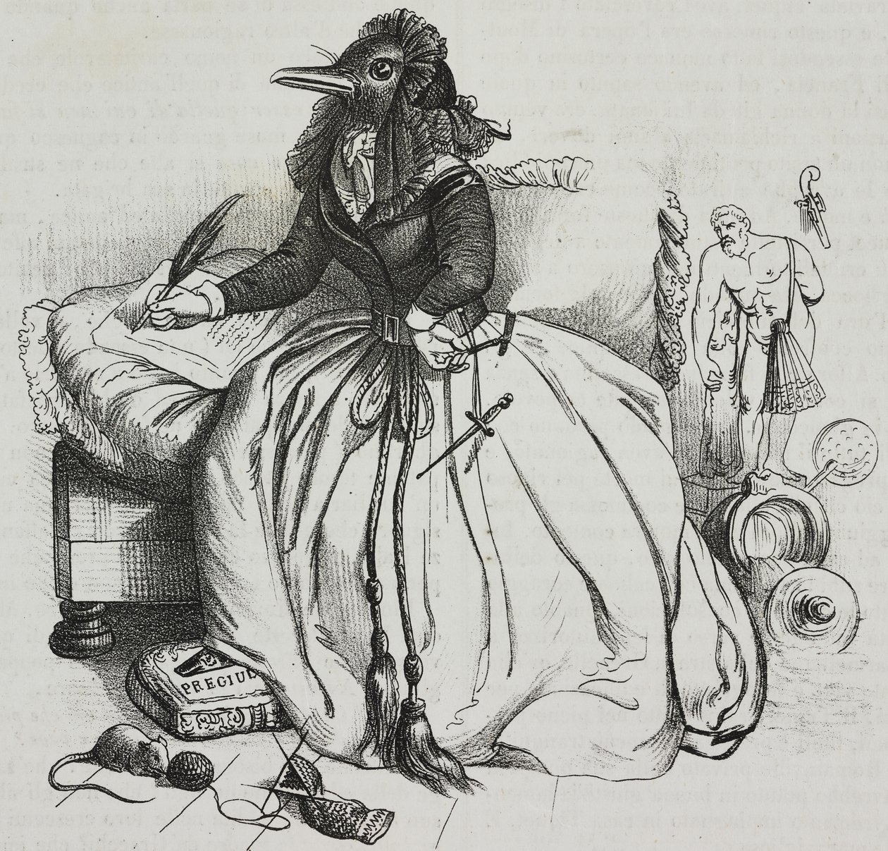Literate Woman, Caricature by Jean-Jacques Grandville by Grandville