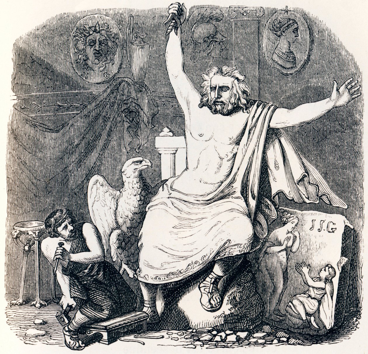 The Sculptor and the Jupiter Sculpture - Fables by La Fontaine by Grandville