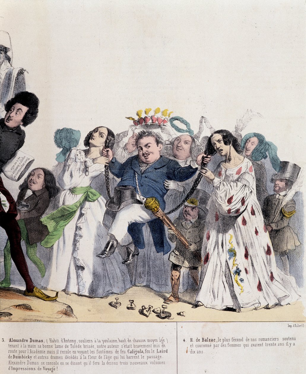 Cartoon on Alexandre Dumas Fils and Honoré de Balzac - by Grandville, in 