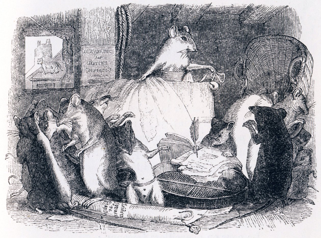 Council held by the rats - Fables by La Fontaine by Grandville