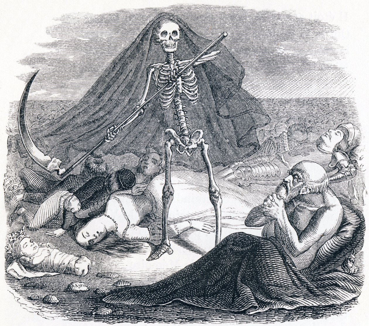 Death and the Dying - Fables by La Fontaine by Grandville