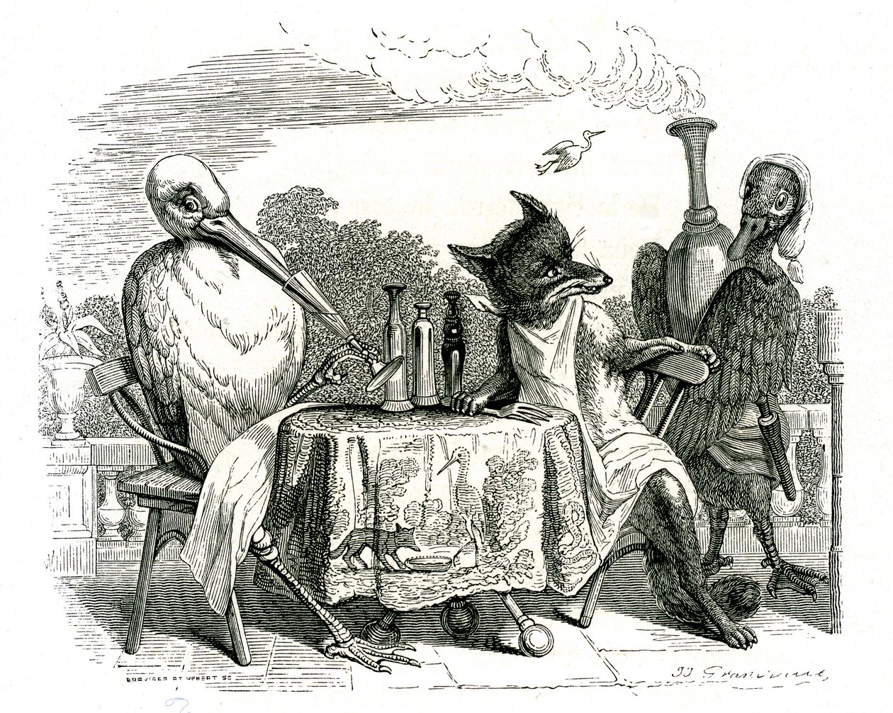The Fox and the Stork, illustration from 