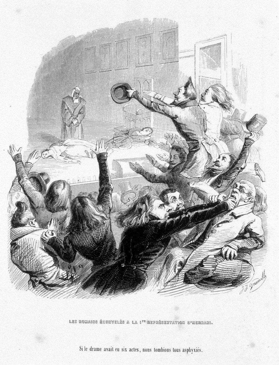 The Romans have the first representation of Hernani by Victor Hugo. Cartoon In 