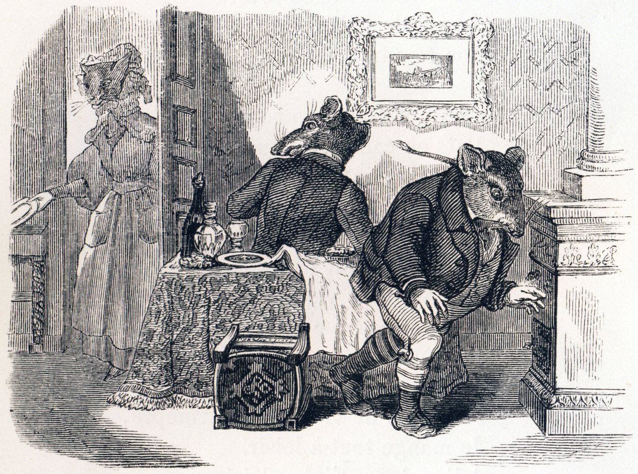 The City Rat and the Field Rat - Fables by La Fontaine by Grandville