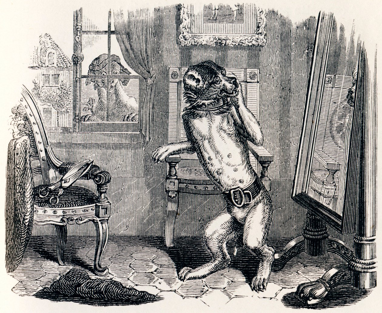 The Dog with the Cut Ears - Fables by La Fontaine by Grandville