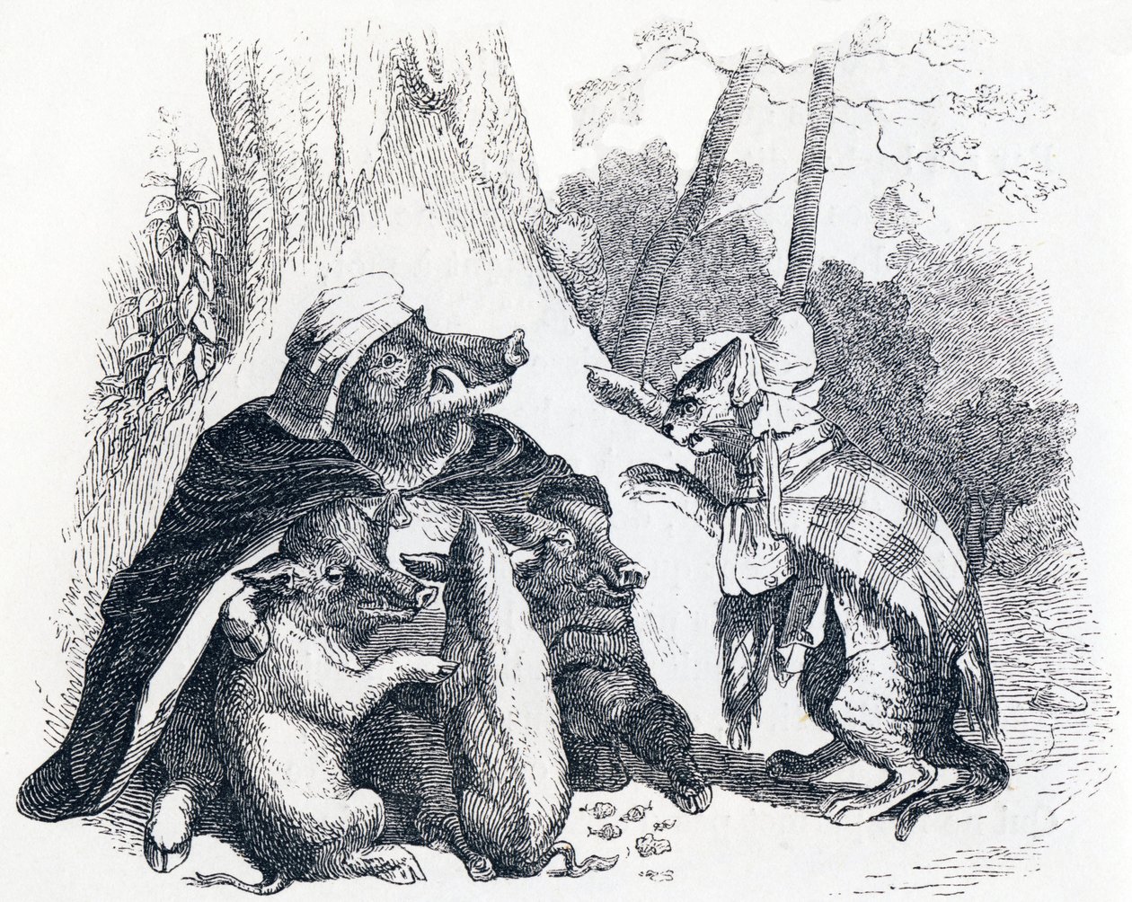 The Eagle, the Wild Boar and the Pussy - Fables by La Fontaine by Grandville