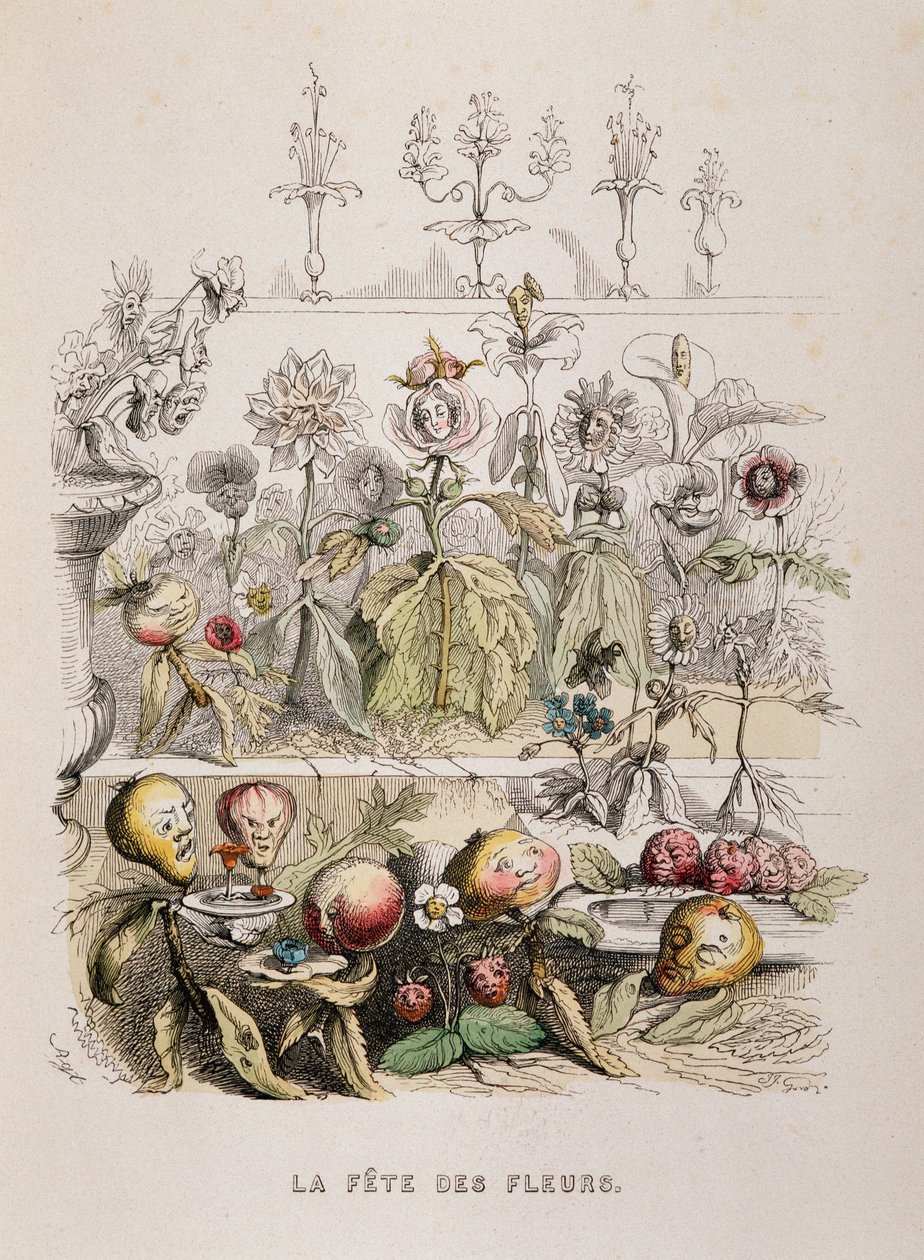 The festival of flowers - drawing by Grandville by Grandville
