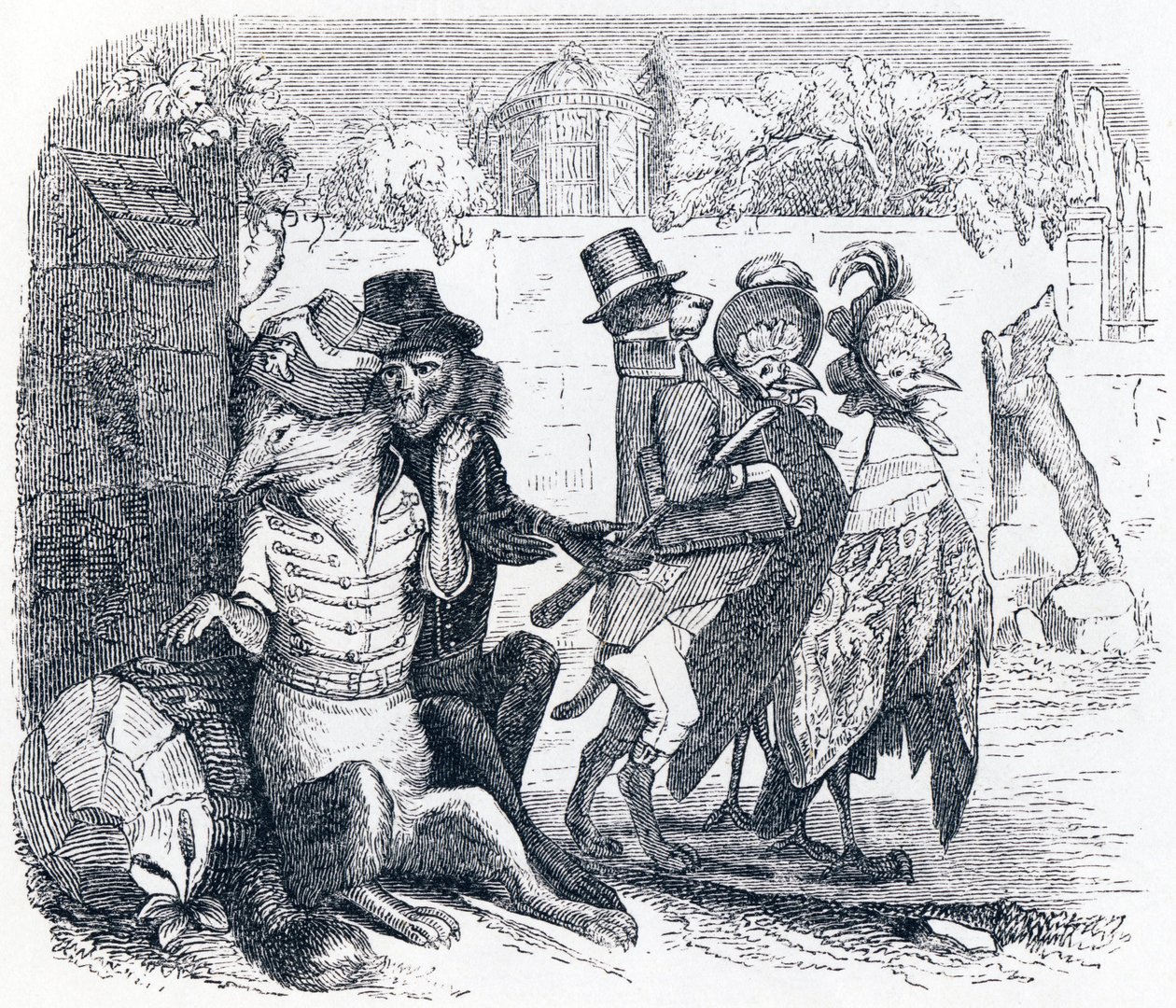 The Fox and the Grapes - Fables by La Fontaine by Grandville