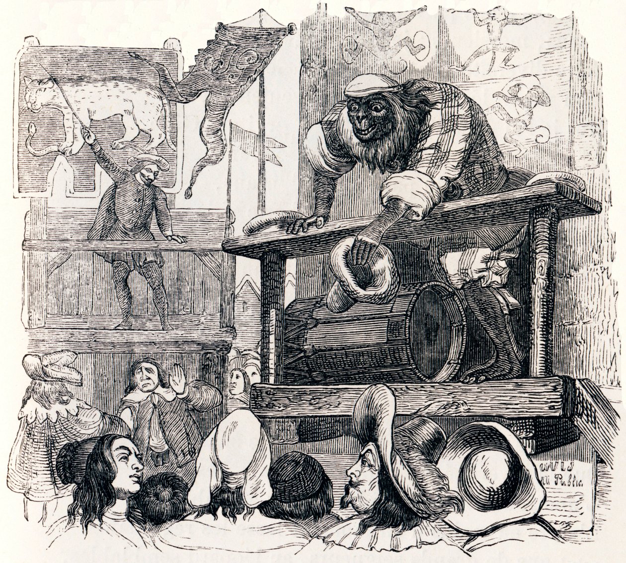 The Monkey and the Leopard - Fables by La Fontaine by Grandville