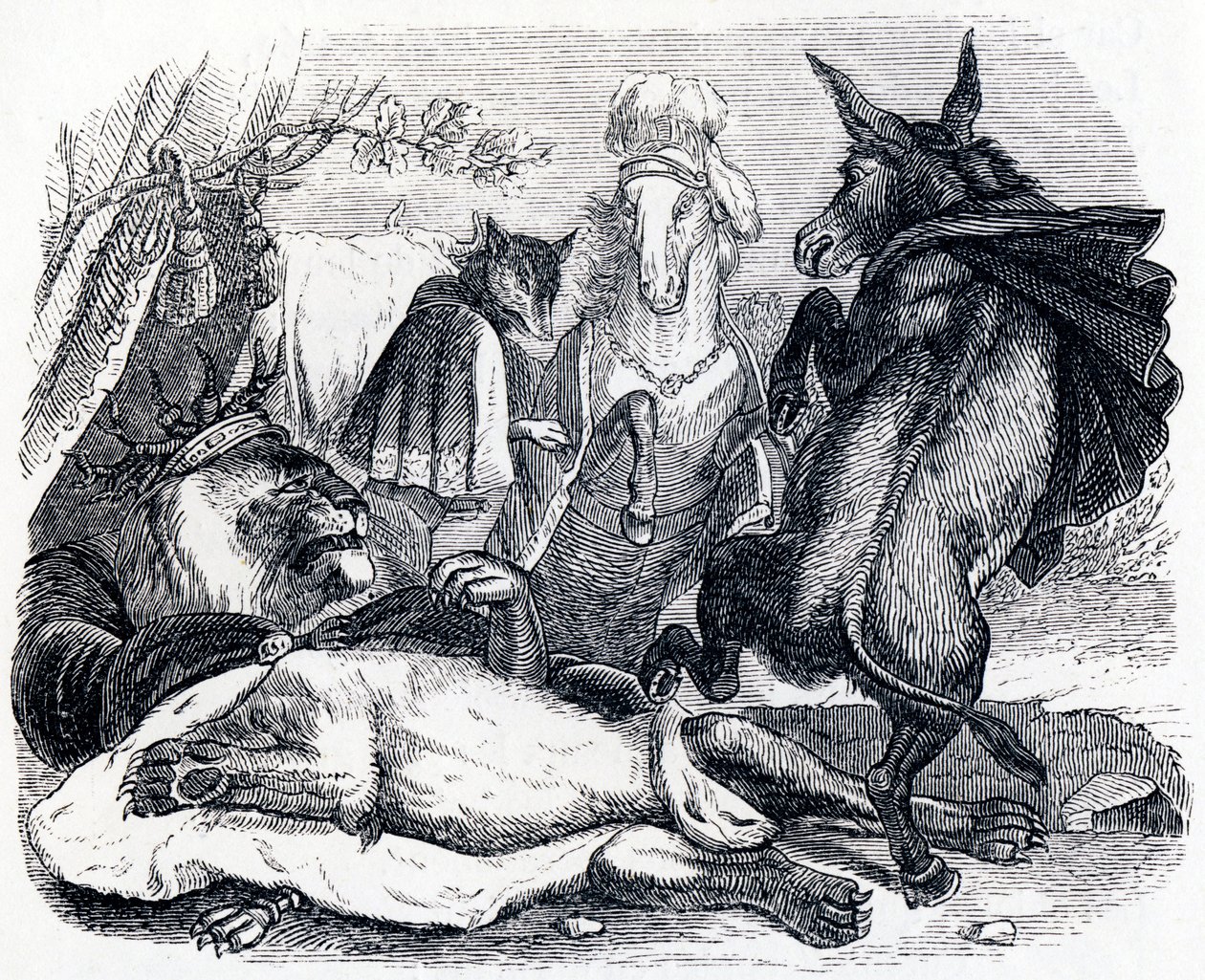 The Old Lion - Fables by La Fontaine by Grandville
