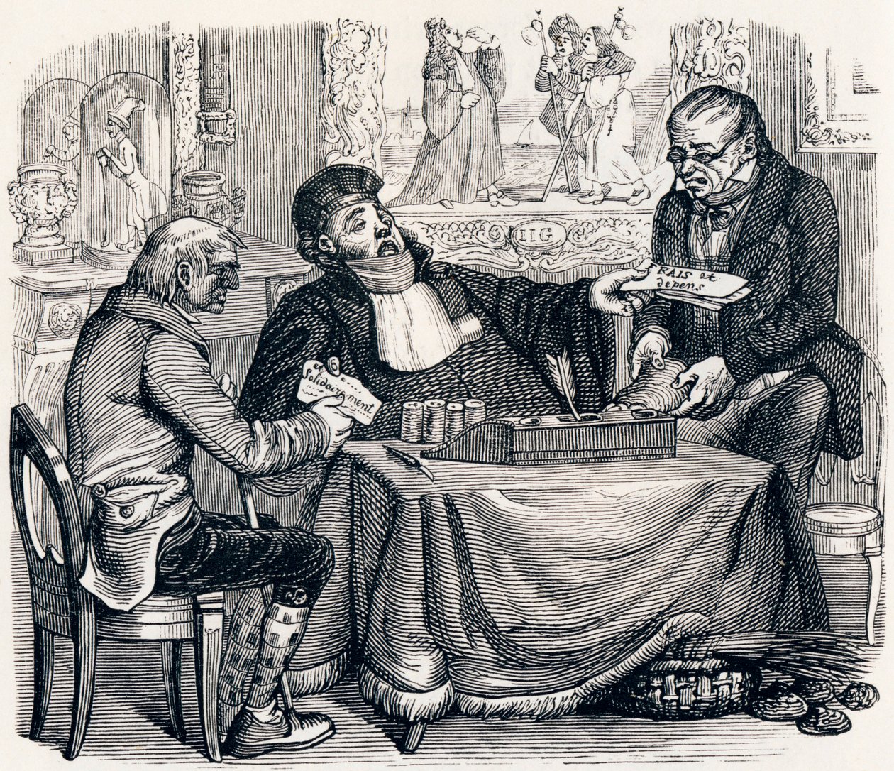 The Oyster and the Litigants - Fables by La Fontaine by Grandville