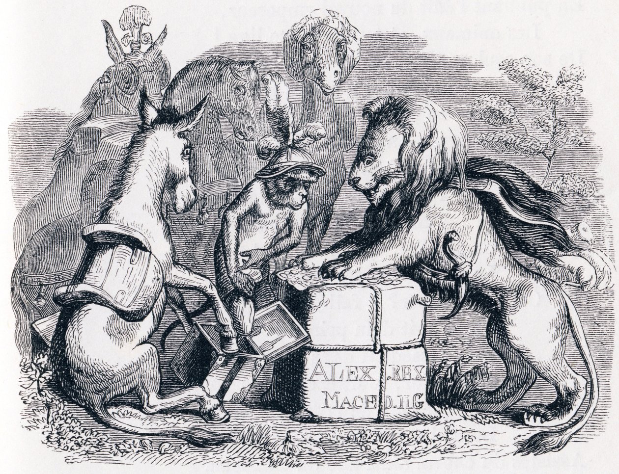 Tribute Sent by the Animals to Alexander - Fables by La Fontaine by Grandville
