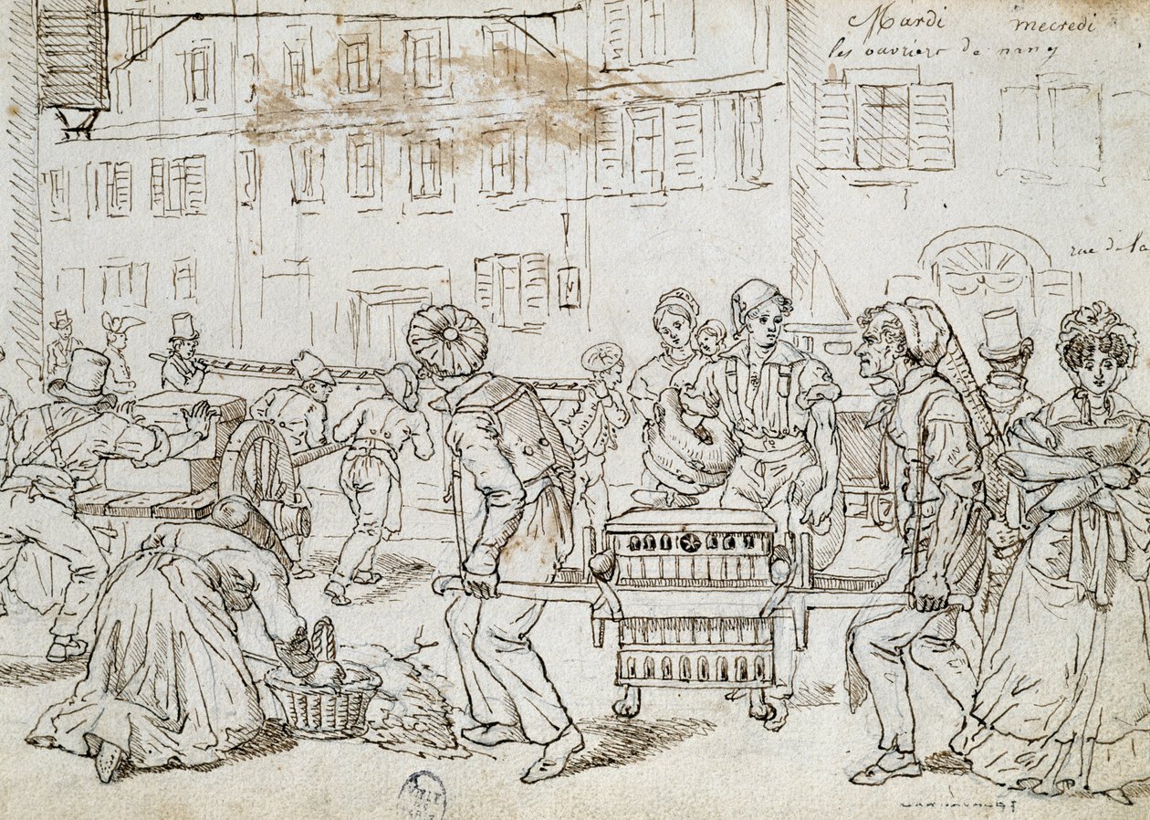 Workers of Nancy, drawing by Jean-Jacques Grandville by Grandville