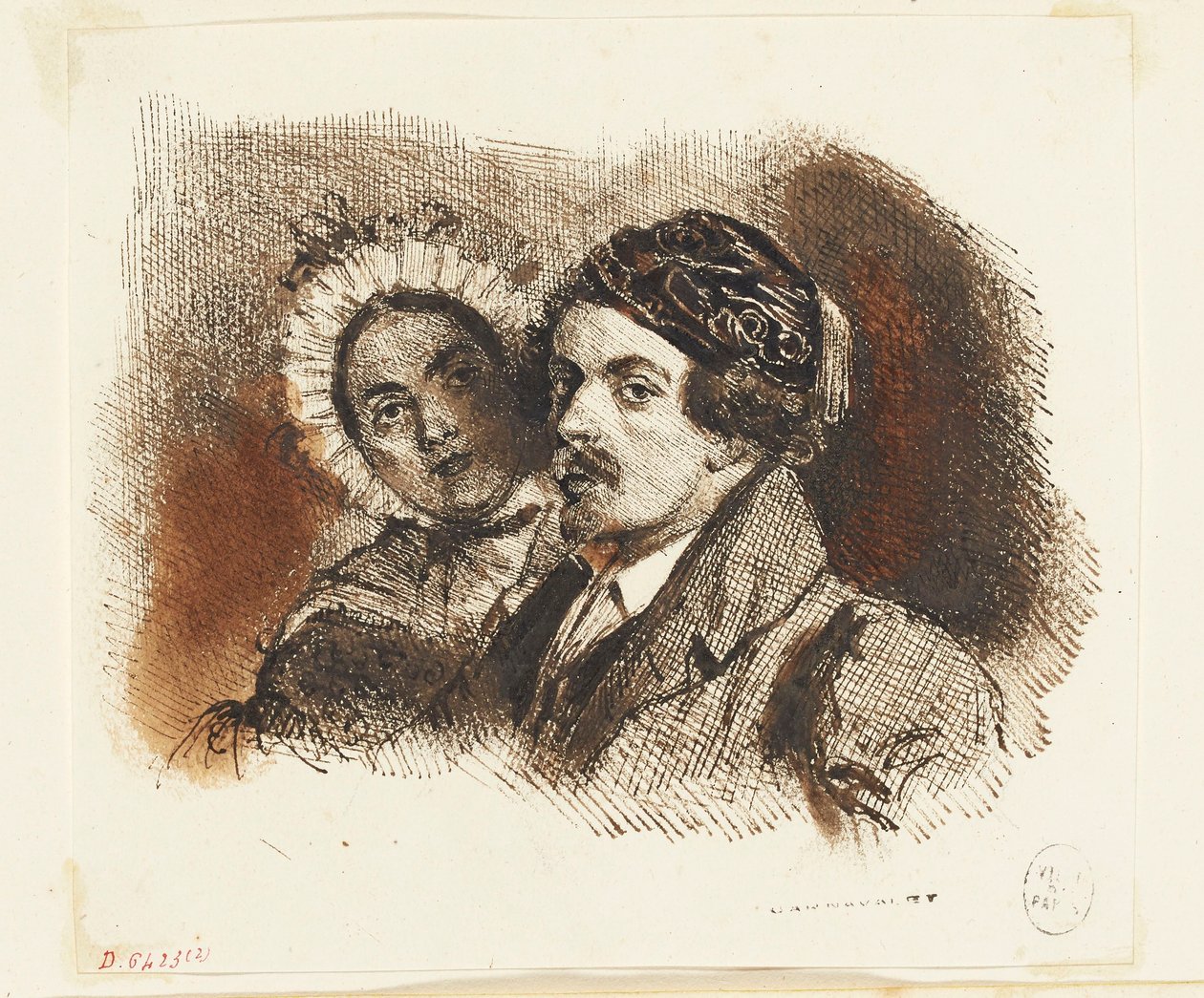 Double Portrait of Grandville and Henriette by Grandville