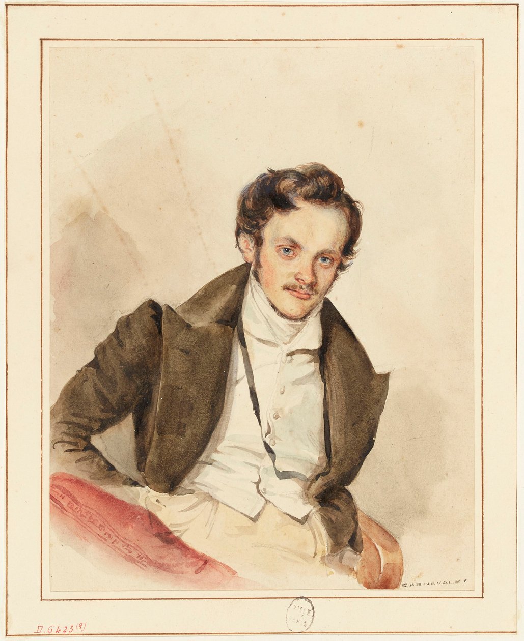 Portrait of a Friend, Probably Guiaud (1811-1876) by Grandville