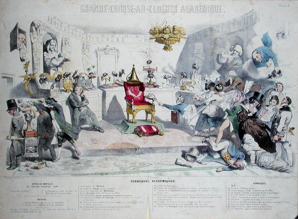 Grande Course au Clocher Academique, Caricature Depicting the Institut de France, 1839 by Grandville 1803 47 after Grandville 1803 47 after