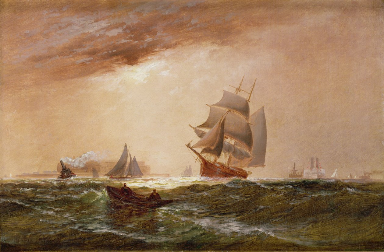 Ships in New York Harbour, 1891 by Granville Perklins