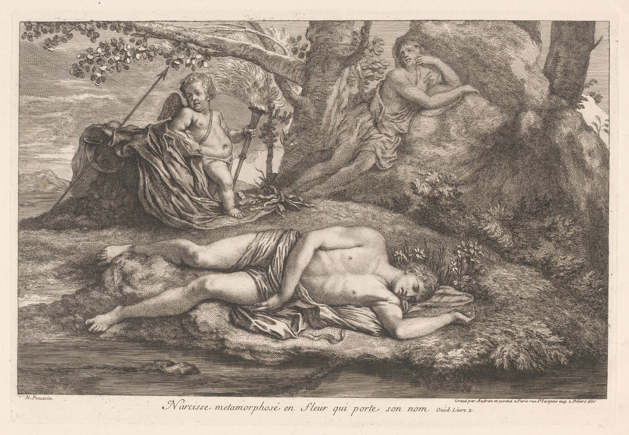 Narcissus and Echo by Gérard Audran
