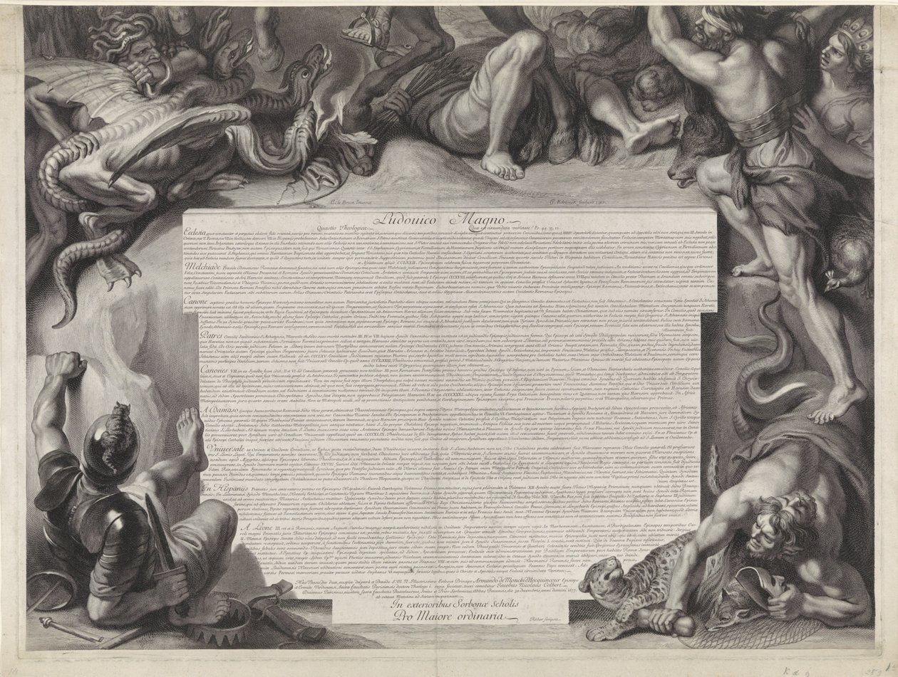 Allegorical Equestrian Portrait of Louis XIV, King of France by Gérard Edelinck