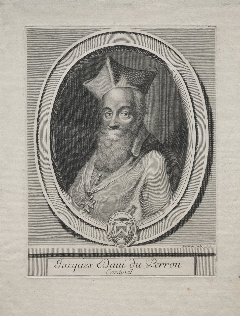 Cardinal Jacques Davy Duperron by Gérard Edelinck