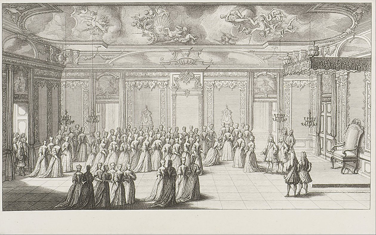 The Audience Chamber during the reception of the bride at Dresden Palace on 2 September 1719 by Gerard Jean Baptiste Scotin