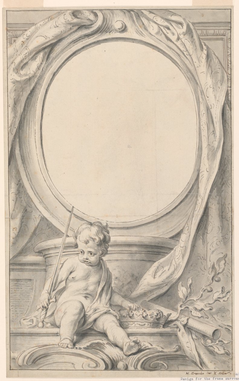 Design for Frame Surrounding the Portrait of William Russell, First Duke of Bedford by Gravelot