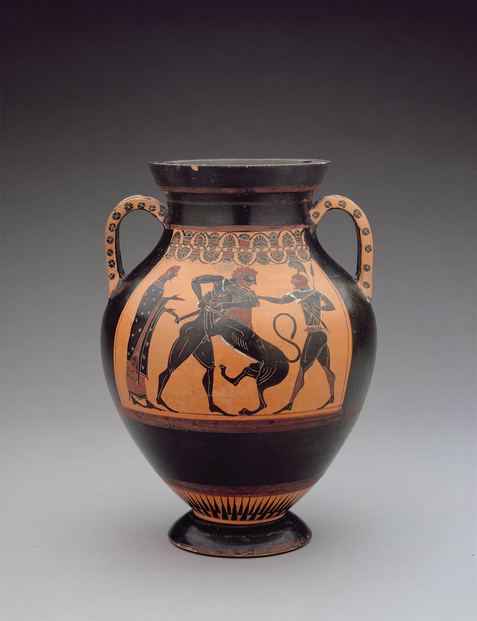Amphora Depicting Hercules Fighting the Nemean Lion, c.540 BC by Greek
