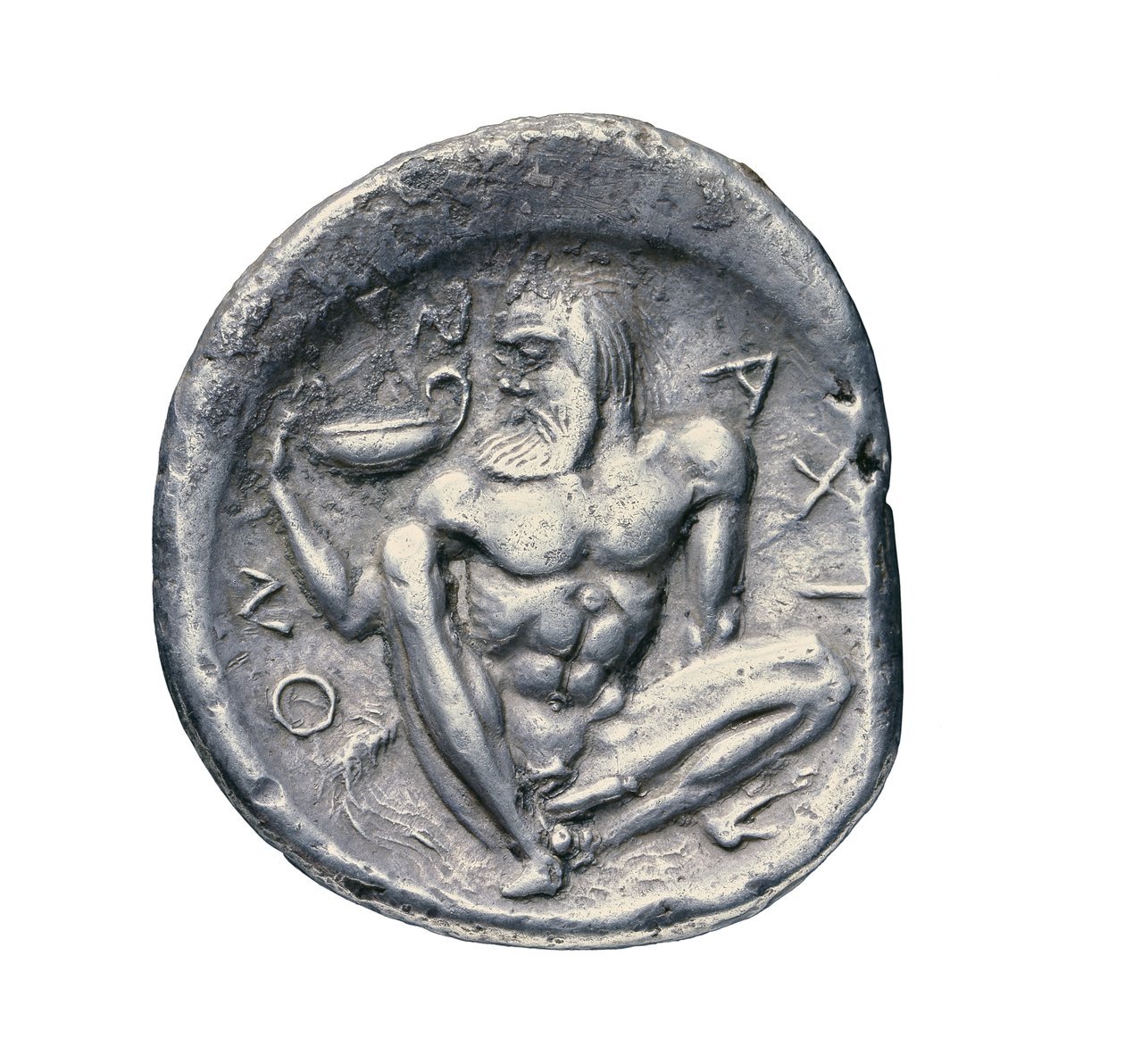 Ancient Greek silver coin from Naxus, 460 BC by Greek