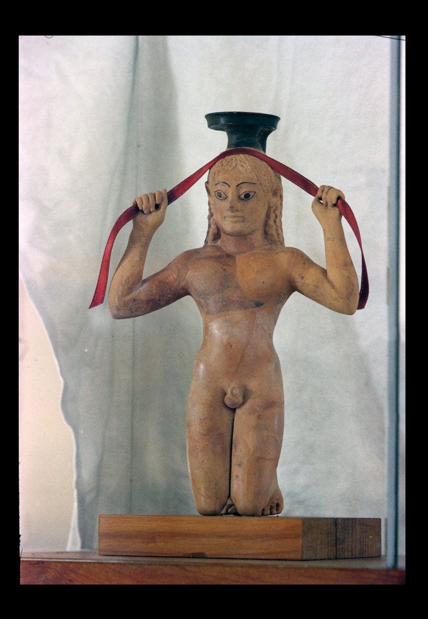 Aryballos, a Vase in the Form of a Kneeling Boy by Greek