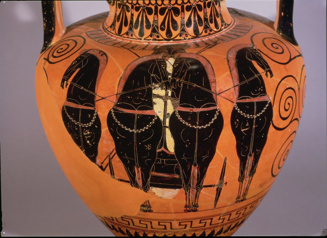 Black-Figure Amphora Depicting a Quadriga by Greek