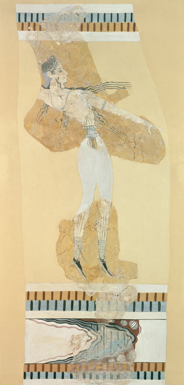 Fragment of a fresco depicting a Taureador from the palace at Knossos by Greek