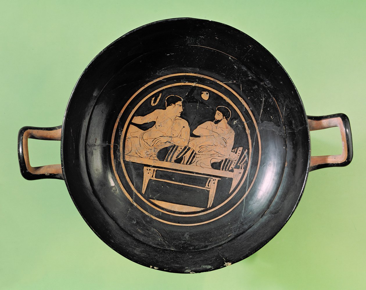 Interior View of an Attic Red Figure Cup Depicting a Man and an Ephebe in Conversation, from Orvieto by Greek