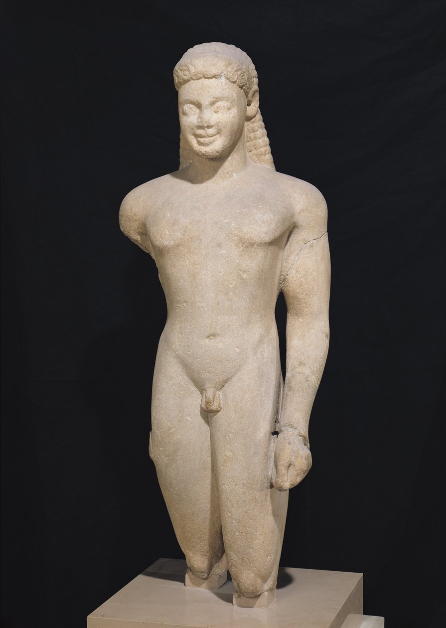 Kouros, from Paros, near the sanctuary of Asklepios, c.540 BC by Greek
