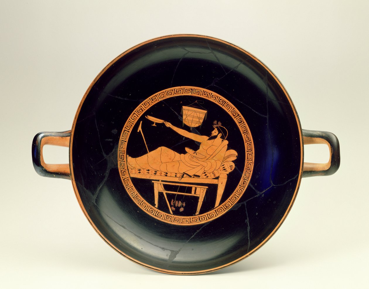 Red-Figure Kylix depicting athletes and symposiast by Greek