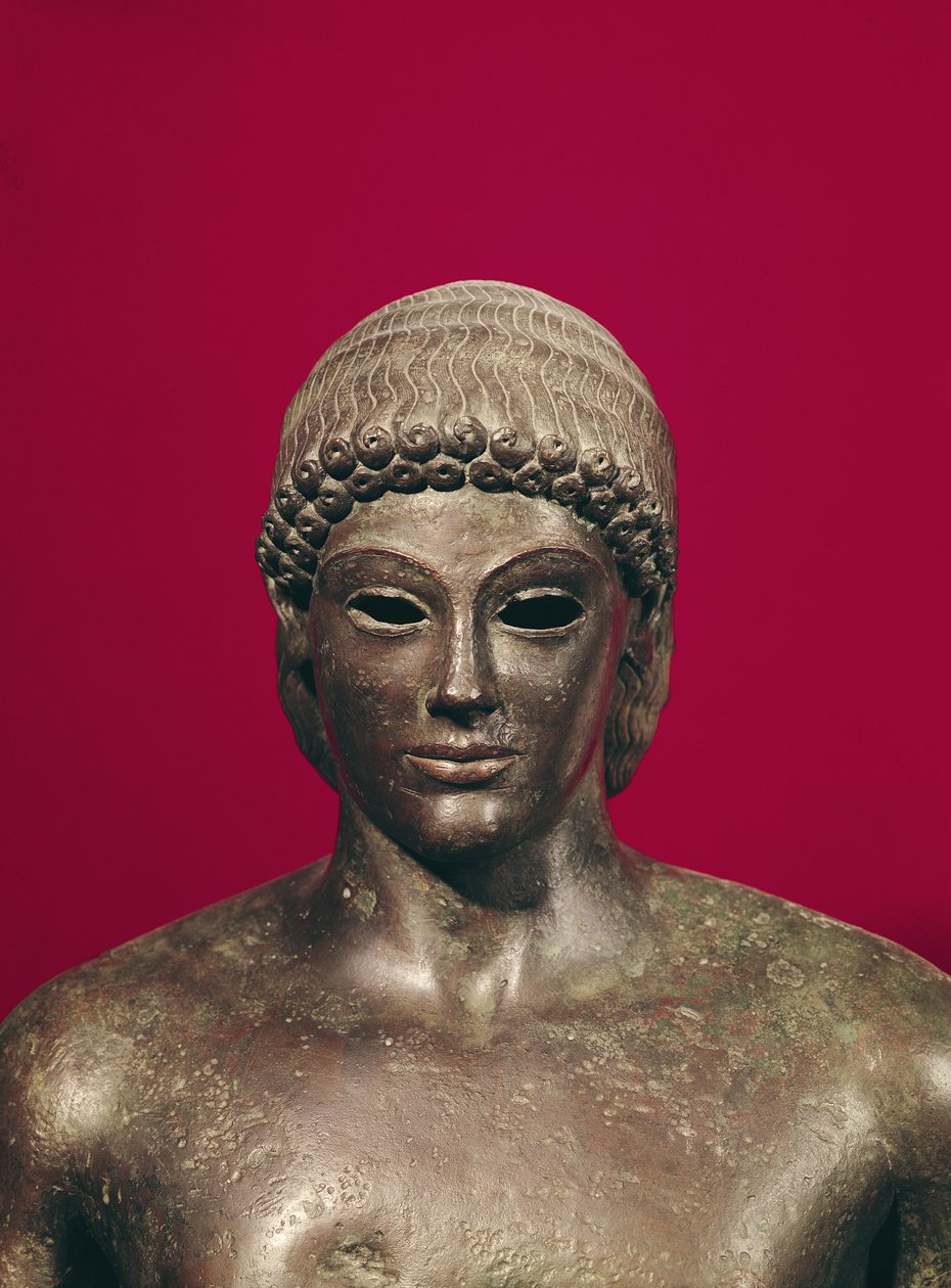 The Apollo of Piombino, Head of the Statue, Found in Benevento, Greek, c.480 BC by Greek