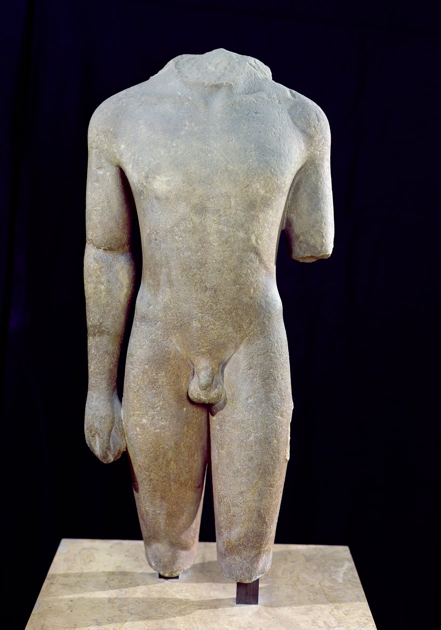 Torso of Kouros, from Actium, c.550 BC by Greek