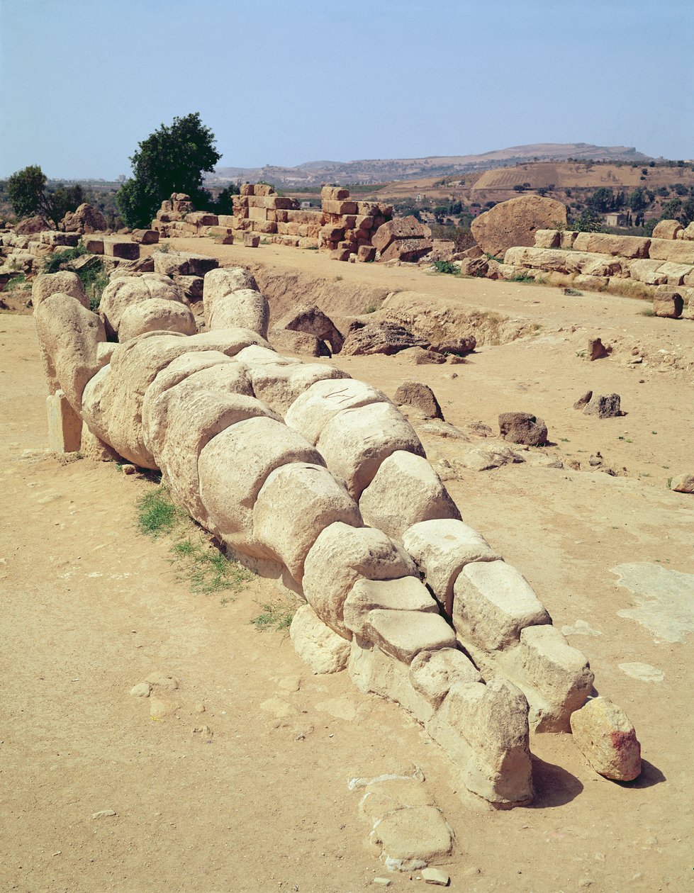 View of One of the Giant Telemon Statues, Temple of Olympian Zeus, c.480 BC by Greek