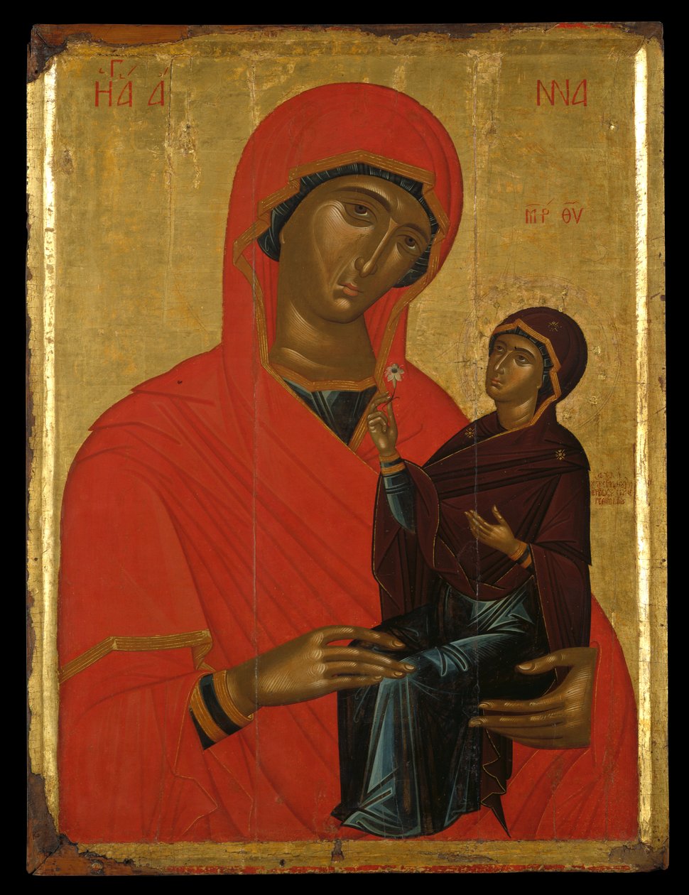 Icon of St Anne and the Virgin by Greek School