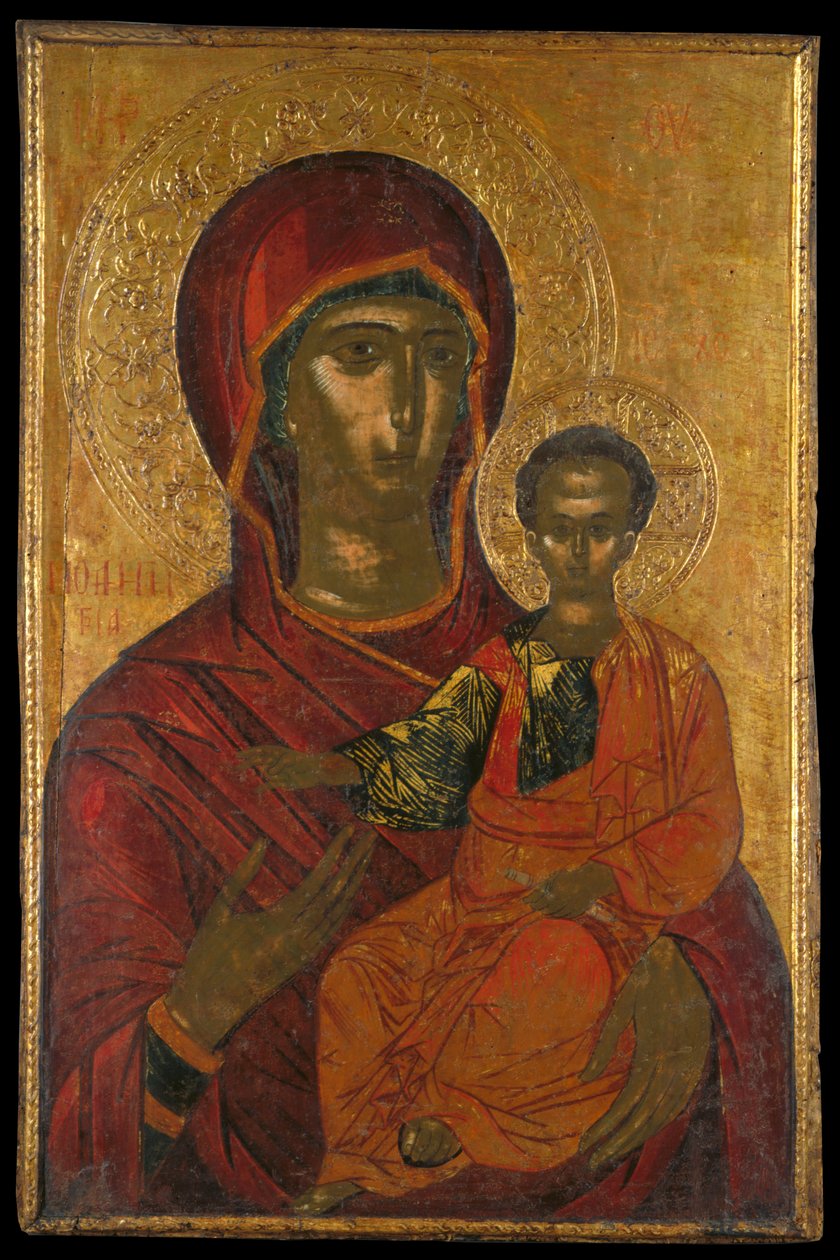 Iconostasis Icon from a Sanctuary Screen Depicting the Virgin Hodegetria by Greek School