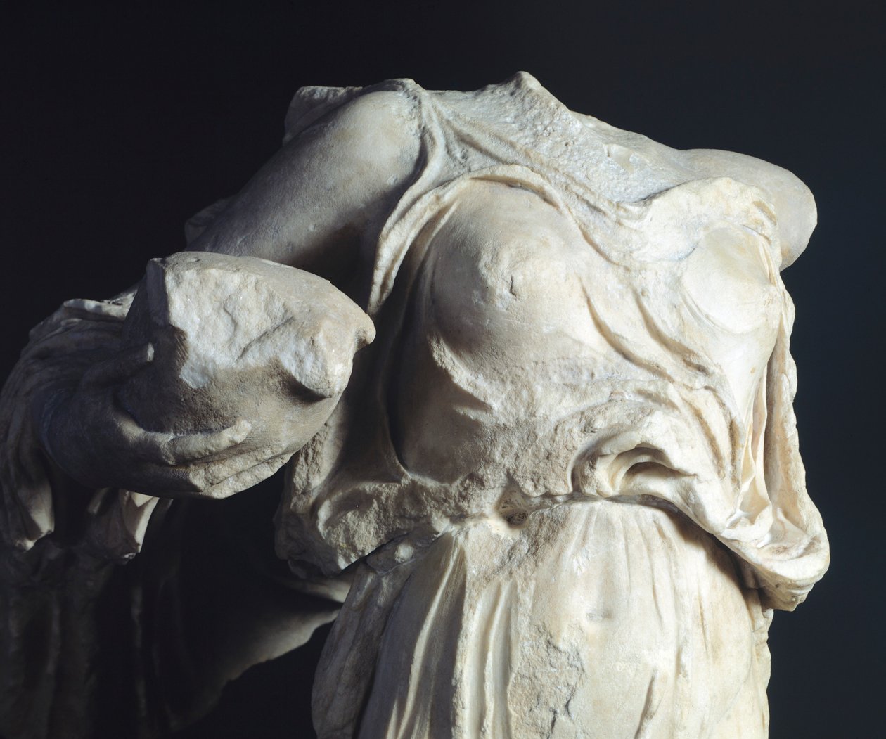 Acroterial figure, sculpture from Asclepius temple, Epidaurus, Greece, Greek Civilization, 4th Century BC by Greek