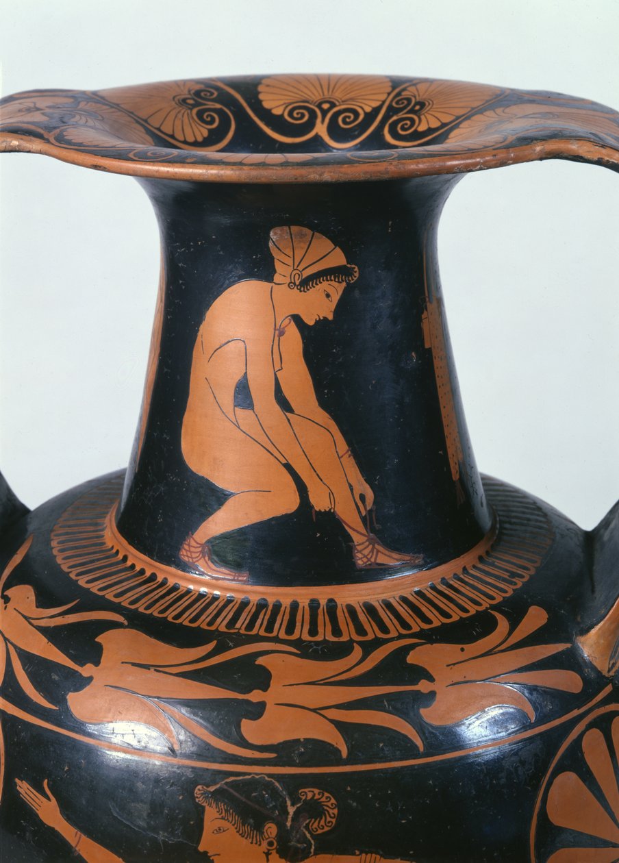 Crouching Woman Tying Her Sandal (detail) by Greek