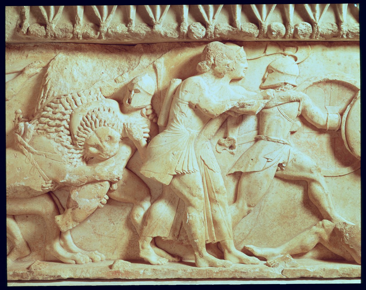 North Frieze of the Siphnian Treasury Depicting Gods Fighting Giants (detail) by Greek