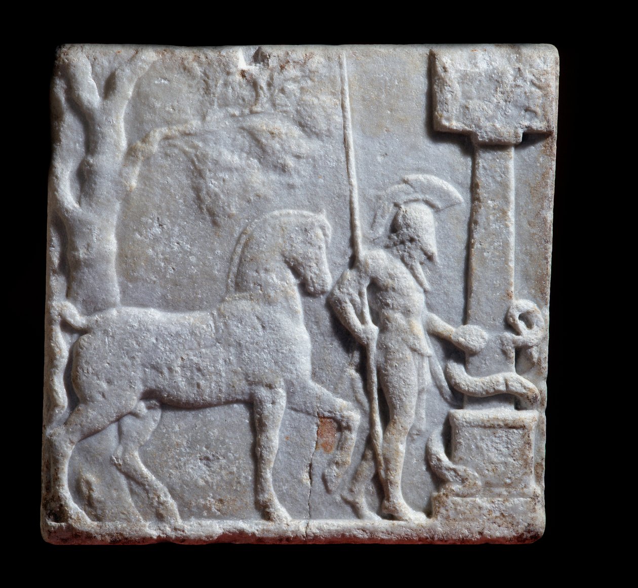 Marble Stele with Rider and Horse by Greek
