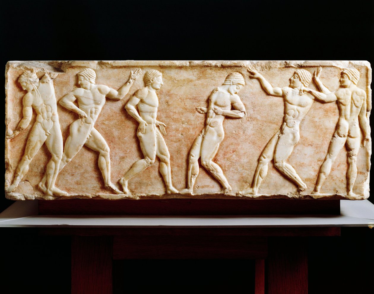 Stele depicting athletes at gymnasium, From Kerameikos necropolis in Athens, Greece, 510 BC by Greek