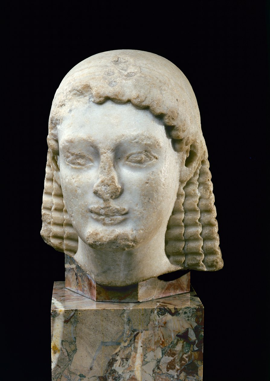 Head of a Kouros, from Athens, c.510 BC by Greek